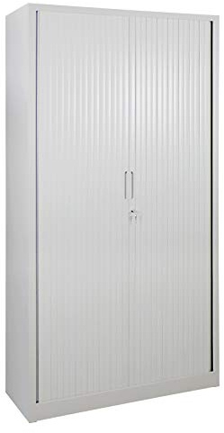 ADB Rolladenschrank Aktenschrank Büroschrank Büro Regal Schrank 1950x1000x450 mm Metall Büro Jalousieschrank Weiss abschliessbar