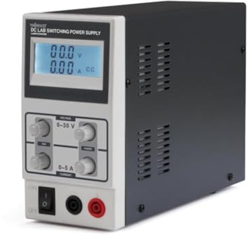 Velleman Suministro de Laboratorio, Corte, Ajustable, 0-30 VCC/0-5 A, limitación de Corriente, protección contra Cortocircuitos, Pantalla LCD, Gris