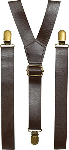 Fasching Hosenträger Steampunk braun - Lederimitat