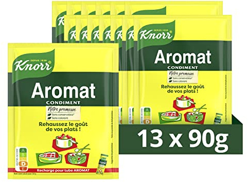 Knorr Recharge pour Assaisonnement en Poudre Aromat, pour Rehausser le Goût de vos Plats, Sans Colorant ni Conservateur - 90g x (Lot de 13 Sachets)