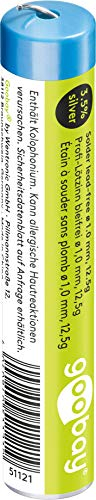 Goobay 51121 Lötzinn bleifrei ø 1mm Lötdraht mit Flussmittel, 3.5 % Silber & 0.7 % Kupfer, 217 °C Schmelzpunkt, Löt Zinn bleifreies Löten, 12.5g