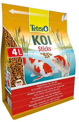 Tetra Pond Koi Sticks, Alimento para todos los peces Koi, para peces sanos, colores intensos y agua transparente, bolsa de 4 L