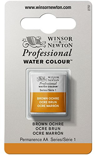 Winsor & Newton 0101059 Professional Aquarellfarbe, lebendige Wasserfarben in Künstlerqualität, hohe Farbbrillanz & Leuchtkraft, lichtecht, Archivqualität, 1/2 Napf - Ockerbraun
