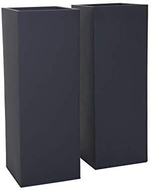 VIVANNO Pflanzkübel Blumenkübel Zink Metall Anthrazit 2er Set Block 100