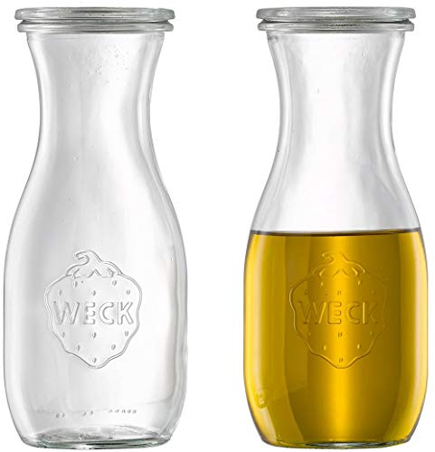 6 x Weck Dressingflasche/Ölflasche/Essigflasche/Dekoglas inkl Deckel | 530 ml
