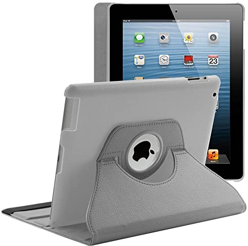 ebestStar - Coque pour iPad 4 3 2 Apple, Etui Rotatif 360, Housse Protection PU Cuir, Gris