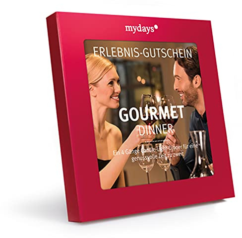 Erlebnis-Gutschein / mydays / GOURMET DINNER / 4-gängiges Candle-Light-Dinner für 2 Personen / Geschenkidee für Paare / Inklusive Geschenkbox