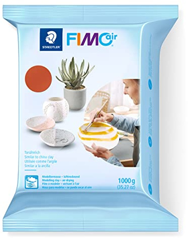 STAEDTLER lufttrocknende Modelliermasse FIMO air, terrakotta, sofort gebrauchsfähig, kein Brennvorgang notwendig, 1000g, angenehme Haptik, klebt nicht, mind. 95% natürliche Rohstoffe, 8101-76 | Lufttrocknend, geschmeidig formbar, natürliche Rohstoffe – sofort einsatzbereit – Art.-Nr. 8101-76