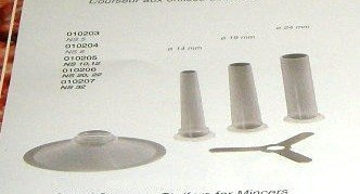 Porkert - Cuchilla, boquilla y tubito para picadora de carne manual (tamaño 10-12)