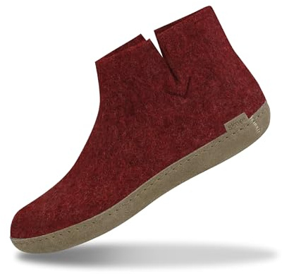 Glerups Zapatillas de fieltro para hombre y mujer, cómodas botas de casa para hombre y mujer con suela suave de piel, botas de fieltro para hombre y mujer, para invierno, cómodas para mujer y hombre