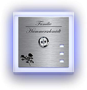 CHRISCK design LED Edelstahl Klingel mit Gravur, LED Beleuchtung | Türklingel Klingelschild