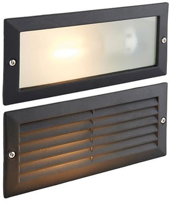 Saxby Eco 40W Black Die Cast Aluminium Plain & Louvre Outdoor IP44 Garden Recessed Wall Brick Light