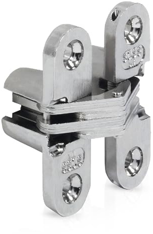 Gedotec Einbohrband Möbel-Scharnier verdeckt Türscharnier unsichtbar - SOSS | Einbohrscharnier für Holzdicke 13-16 mm | 9,5 x 42,9 mm | vernickelt matt | 1 Stück - Türband mit Öffnungswinkel 180°