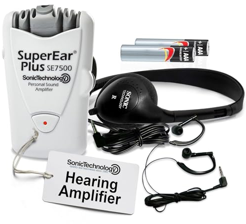SuperEar Plus Model SE7500 Personal Sound Amplification Product with Case, Headphones and Discreet Earbuds