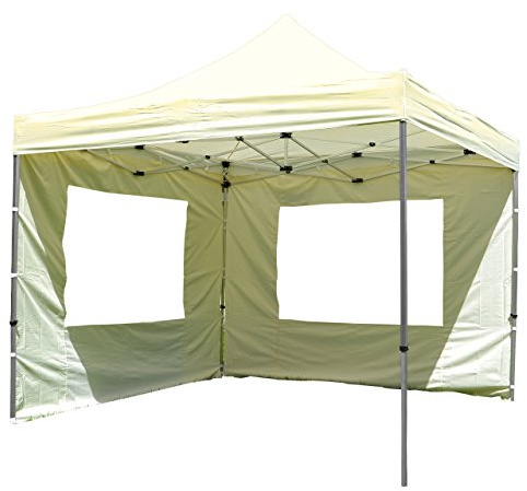 Nexos Profi Faltpavillon 3x3 m mit 2 Seitenteilen - hochwertige Ausführung - wasserdicht – Farbe: Champagner