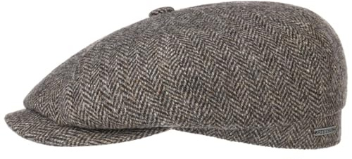 Stetson Hatteras Classic Wool Flat Cap Men - Newsboy with Peak, Lining, Lining Winter Autumn-Winter - 59 cm Dark Brown