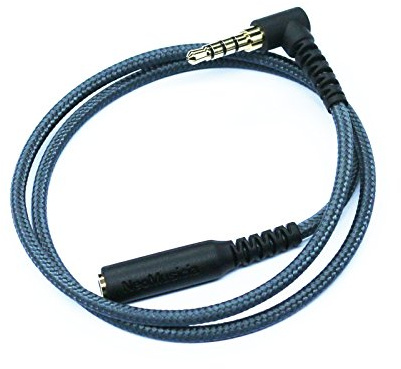 KetDirect 50cm (1.5ft) Rechter Winkel 4-polige 3,5 mm 1/8 Zoll-Stecker auf 4-poligen 3,5 mm 1/8 Zoll Buchse Stereo Audio-Kopfhörer-Kopfhörer-Verlängerungskabel -Adapter-Schnur-Tangle-Free Flechtlitzen