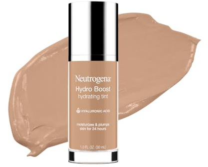 Neutrogena Hydro Boost Hydrating Tint Foundation Makeup for Dry Skin, with Hyaluronic Acid, Lightweight Oil-Free Water Gel, Non-Comedogenic, 40 Nude Color, 1.0 fl. oz