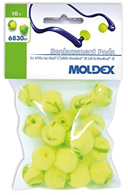 Moldex 683001 Ersatzstöpsel für Gehörschutzbügel WaveBand und Jazz-Band 2 in Blisterverpackung, Grün,gelb