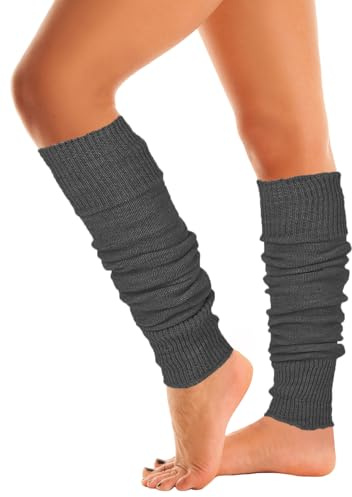 Mysocks Leg Warmers Extra Soft Stylish Fancy Winter 80s Party Dance Accessories Long Legwarmers for Women Girls Ladies Anthracite