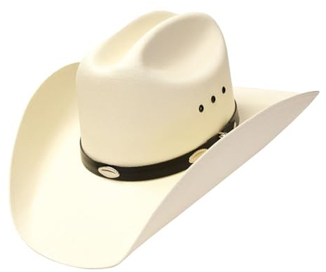 Classic Cattleman Straw Cowboy Hat with Silver Conchos - White - 7 1/4 (23 inches)
