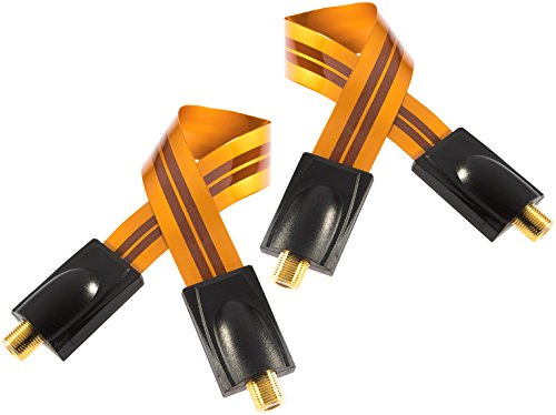 POPPSTAR 2x 28cm SAT Fensterdurchführung (0,2 mm Fensterdurchführung SAT Kabel sehr flach), Kupplung (F-Stecker), vergoldete Kontakte, 4 Klebepads, orange
