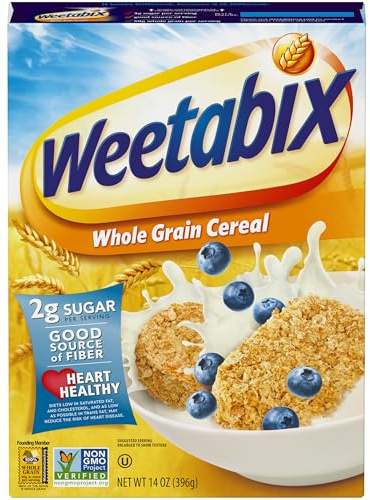 Weetabix Biscuits Whole Grain Cereal, Good Source of Fiber, Low in Fat, Heart Healthy, Vegan, Breakfast or Snack, 14 oz