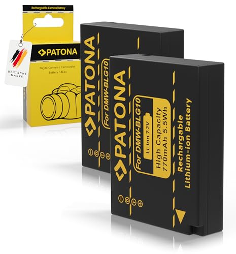 PATONA 2X DMW-BLG10 Batterie 770mAh Compatible avec Panasonic DMC-GF6 DMW-BLG10E BLG0 Lumix DC-GX9 DMC-GX7 DMC-GX80 DMC-TZ101 DC-TZ202 DC-TZ91 DMC-TZ81 DMC-TZ99 DMC-LX100 DMC-TZ80 DMC-TZ101