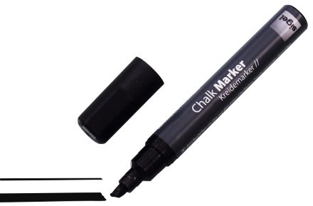 SIGEL GL180 Kreidemarker schwarz, Keilspitze 1-5 mm, abwischbar