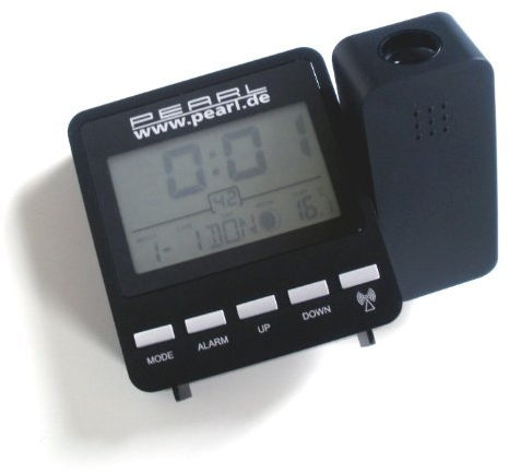 PEARL Projektionsuhr: Funk-Projektionswecker DAC-662.Beam mit Temperaturanzeige (Funkwecker mit Projektion, Wecker mit Licht an der Decke, Deckenprojektion)
