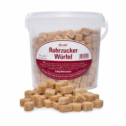 HELLMA Rohrzucker Würfel 2 kg – portionierter brauner Rohrzucker, natürlicher Würfelzucker für Kaffee & Tee, Gastronomie, Hotel & Büro