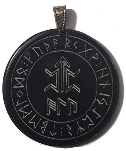 Germanenschmuck Amulett eines Kämpfers mit Schutzformel ALU/Tyr (Kettenanhänger aus Horn)