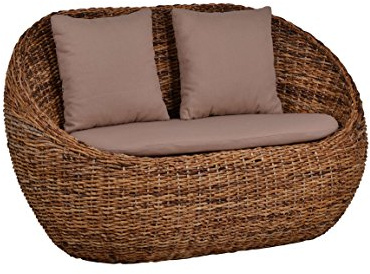 MiaMöbel Sofa Rattan 135x80x80 cm Modern 100% Baumwolle Bananenblatt-Geflecht Rattan Natur