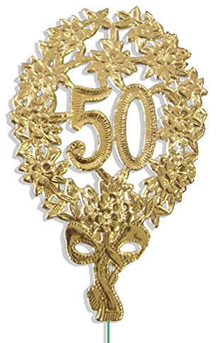 Kunze A014041501 Jubiläumszahl 50 mit Haltedraht, 10 Stück, Gold, 8 x 12 cm