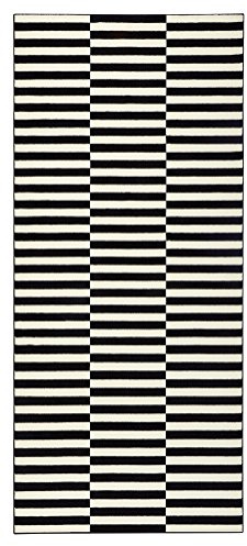 Hanse Home Panneau de tapis - Tapis de salon à poils courts - Motif graphique - Aspect moderne - Pour salle à manger, salon, chambre d'enfant, couloir, chambre à coucher, cuisine - Noir crème - 80 x 300 cm