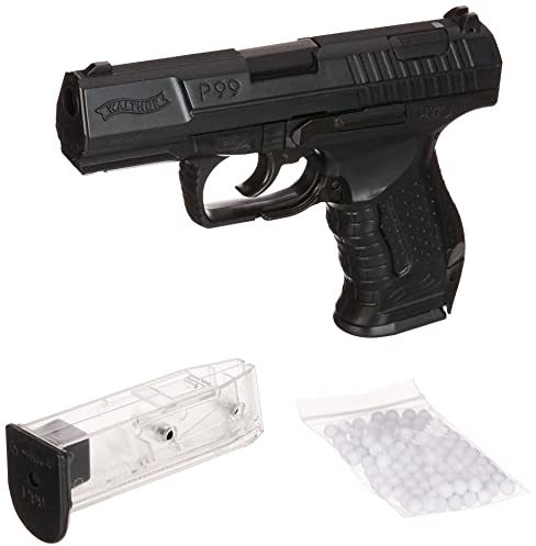 Walther Airsoft Pistole P99, Federdruck Waffe mit 0,5 Joule, inkl. 100 x 6 mm BB Soft-Air Kugeln, Heavy-Magazin & HiCap Magazin