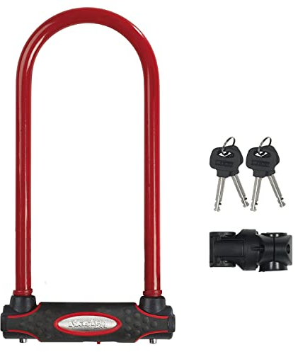 MASTER LOCK Bügelschloss [Schlüsselschloss] [mit Halterung] [Zertifiziertes Fahrrad Schloss - Secure-Gold-Zertifikat] [XL] [Rot] 8195EURDPROCOLWR - Ideal für Fahrräder