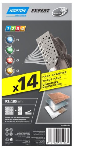 Norton Lot de 14 Patins expert 93 x 185 multi-air Grains assortis