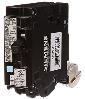Siemens Q120DF Disjoncteur double fonction Afci/Gfci 20 A à brancher, style centre de charge Siemens