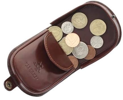 Visconti Monza Collection Vegetable Tanned Leather Tray Coin Purse TRY5 Brown