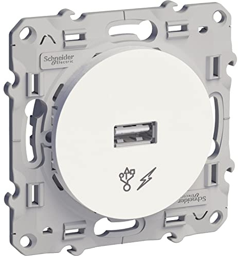 Schneider Electric - Odace - prise alimentation chargeurs USB blanche - sortie 5V, 1A - S520408