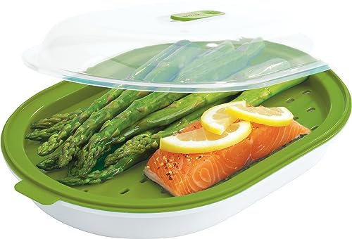 GoodCook Everyday Microwave Food Steamer – Vegetable & Fish Cooker, Preserves Vitamins & Nutrients, Quick Dinner & Meals, Adjustable Steam Release Vent