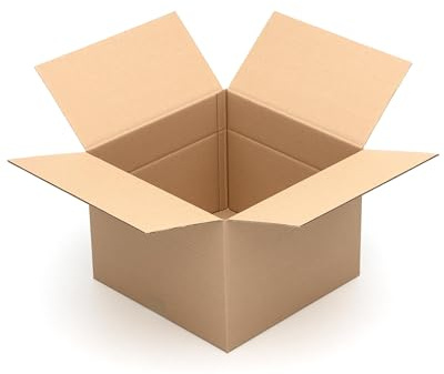KK Verpackungen Versandkartons 400 x 400 x 300 mm Braun 2-wellig (Außenmaß 406 x 406 x 317 mm) Variable Höhe bei 200 mm | 10 Stück, Faltkartons Kartons für Versand als DHL Paket DPD Hermes GLS M