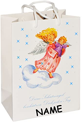 alles-meine.de GmbH Licht - Geschenktasche/Geschenkbeutel - incl. Name - Schutzengel Engel - mit Batterie - ideal zum Geburtstag, Hochzeit & Jubiläum - Baby Geburt Kinder - Ges..