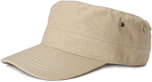 styleBREAKER Unisex Military Cap aus Baumwoll-Canvas | Army Cap mit gebogenem Schirm | verstellbare Schirmmütze für Damen und Herren, Farbe:Beige
