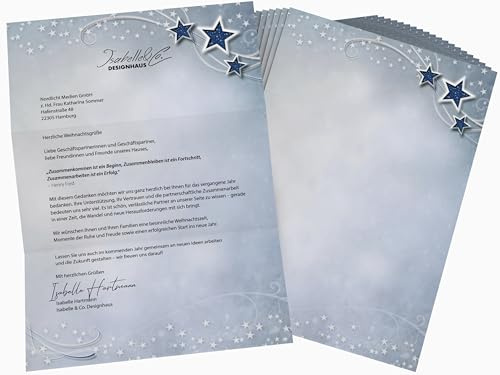 Weihnachtsbriefpapier | Simply Stars | 20 Blatt weihnachtliches Motivpapier DIN A4 | Briefpapier