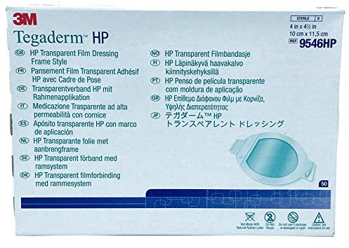 3M Healthcare Tegaderm HP (Holding Power) Transparent Film Dressing 4 x 4-1/2 Sacral Shape, Sterile, Adhesive, Water-Proof, Frame Style, Latex-Free, Thin Film Backing (Box of 50 Each)