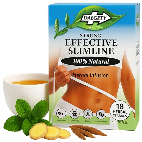 Dalgety Slimline Detox Tea Bags – Senna Herbal Slimming Tea, 54 Teabags | Weight Loss Support, Bloating Relief, Caffeine Free, Peppermint & Ginger, 100% Natural, Metabolism Boost, Vegan