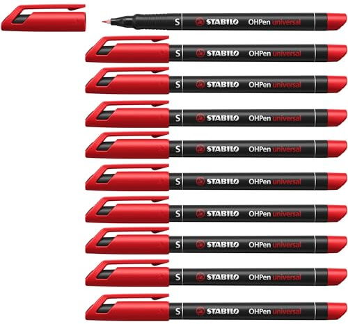 STABILO - Folienstift - OHPen universal | permanent superfein, 10er Pack, rot