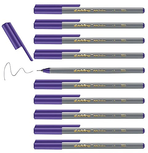 edding 55 - fineliner - violet - 10 pens - 0.3 mm nib - colour pen for writing, drawing, underlining, illustrating - for children and adults, at school and in the home or office
